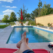 pool owner enjoys pool that has less energy use with a heat pump